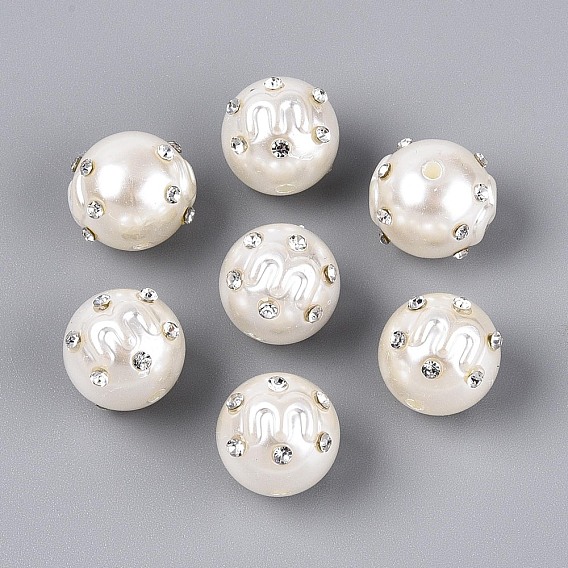 Абс пластмасса имитация жемчужина круглые бусины, со стразами