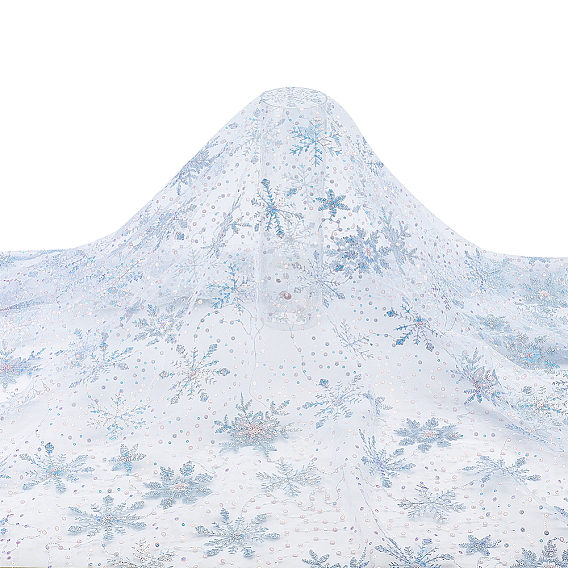 2 Yards Organza & Sequins Cloth Fabric, for Garment Accessories, Snowflake
