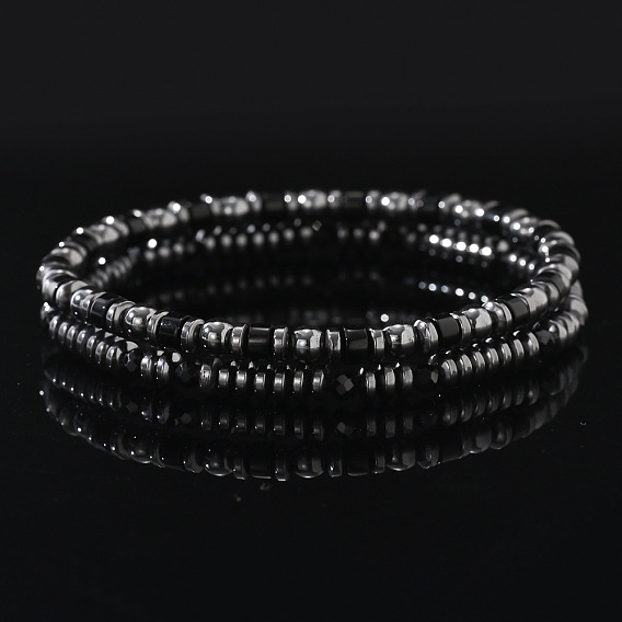 Браслеты из синтетических немагнитных гематитовых бусин для мужчин, с натуральными драгоценными камнями и стеклом
