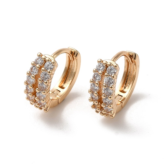 Micro cuivres ouvrent zircons boucles d'oreilles, rectangle creux