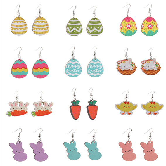 Пасхальные акриловые серьги-подвески, платина