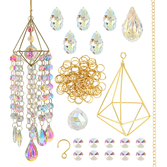 Наборы для самостоятельного изготовления ловцов солнца, в комплекте подвески из стекла и стразов, крюк из нержавеющей стали, латунные витой цепочки