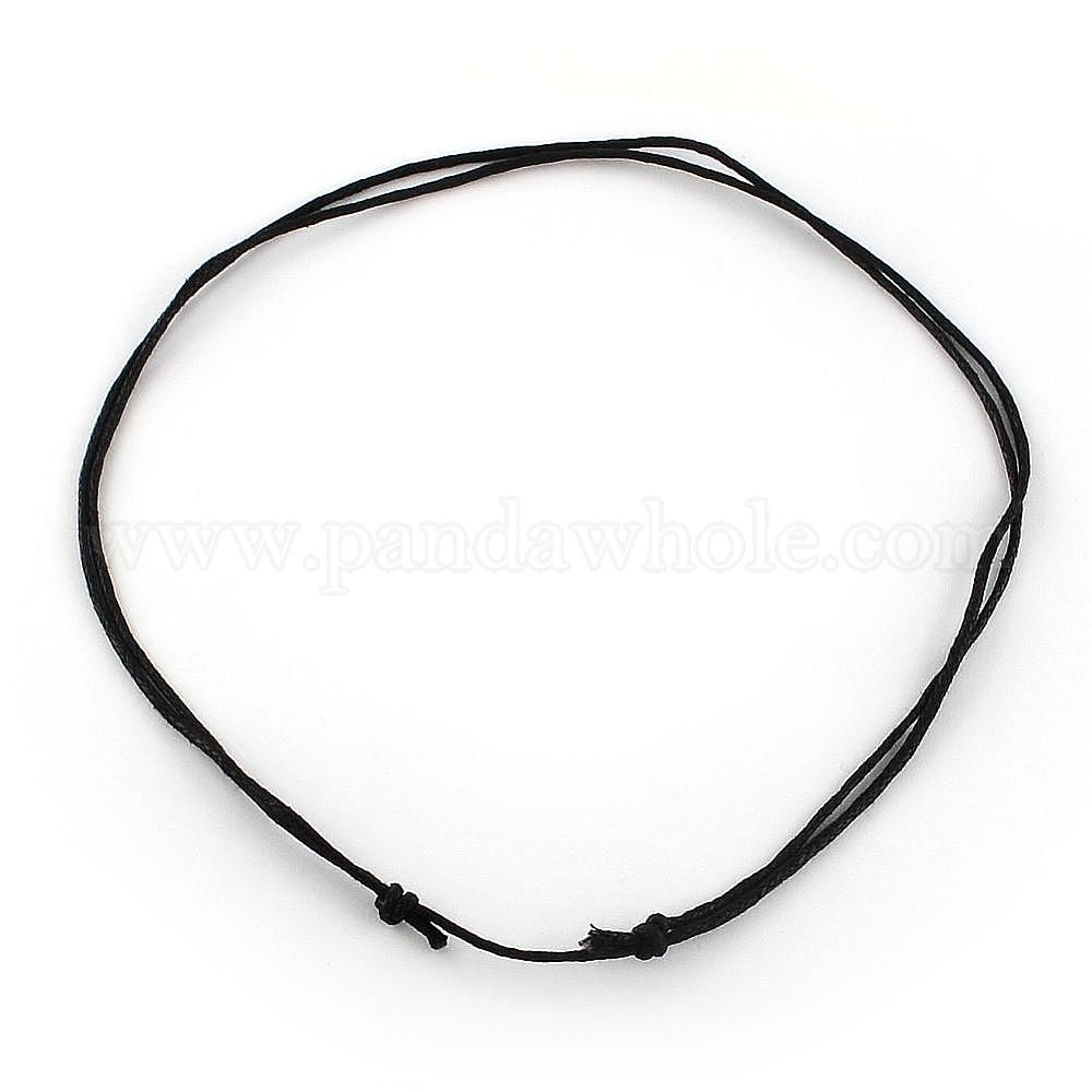 Black Waxed Cotton Cord Necklace