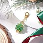 Подвесные украшения из стеклянных бусин ручной работы, Рождественские елки, с цинковым сплавом застежками омаров коготь