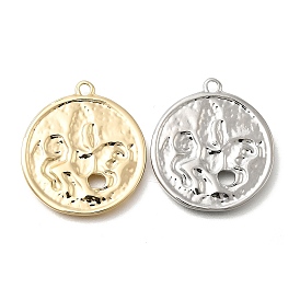 Латунные подвески, плоский круг с подвесками в виде единорога