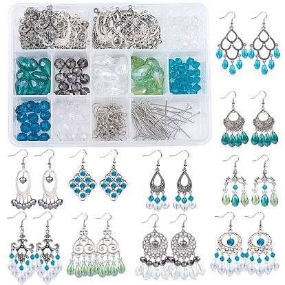 DIY Chandelier Earrings Making Kits, Include Alloy Chandelier Components Links, Glass Beads, Brass Earring Hooks