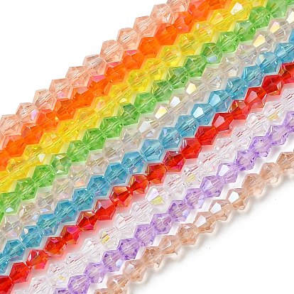 10 нити 10 стили прозрачные гальванические стеклянные бусины нити, смешанный стиль, граненые, двухконусные