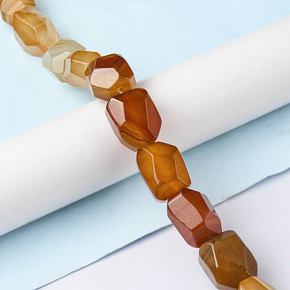Natural Red Agate Beads Strands, Faceted, Dyed & Heated, Nuggets