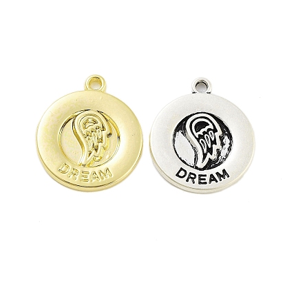 Стойки обшивки кулон сплава, гальваническое покрытие, не содержит никель-кадмия и свинца, плоский круглый с крылом и словом «мечта»