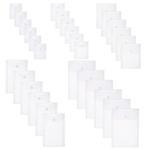 30Pcs 5 Styles Transparent Plastic Envelopes Folders, Document File Folder, for School Home Office Work, Rectangle