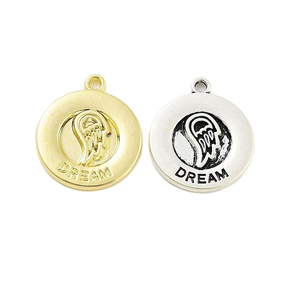 Стойки обшивки кулон сплава, гальваническое покрытие, не содержит никель-кадмия и свинца, плоский круглый с крылом и словом «мечта»