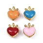 304 из нержавеющей стали эмаль бисер, сердце с короной, ионное покрытие (ip), реальный 18 k позолоченный
