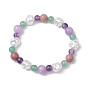 Runde, natürliche Amethyste, gelb gefärbte Jade, grüner Aventurin, Rhodochrosit und Nuggets aus Kunststoffimitat-Perlen für Damen