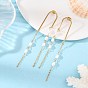 304 Stainless Steel Stud Earrings, Brass Cable Chains and Natural Cultured Freshwater Pearl Beads Dangle Earrings