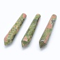 Natural Unakite Pointed Beads, Healing Stones, Reiki Energy Balancing Meditation Therapy Wand, Bullet, Undrilled/No Hole Beads