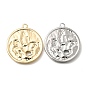Латунные подвески, плоский круг с подвесками в виде единорога
