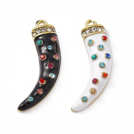 Vacuum Plating 201 Stainless Steel Enamel Pendants, with Colorful Rhinestone, Real 18K Gold Plated, Dagger Charms