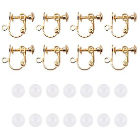 Brass Clip-on Earring Findings and Plastic Ear Clip Pad, Anti-pain