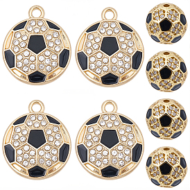 Наборы фурнитуры для изготовления украшений на футбольную тематику своими руками, включая подвески из сплава с эмалью и латунные бусины с микропаве из кубического циркония.