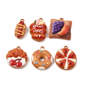Spray Painted Alloy Pendants, Imitation Food, Bread Charms