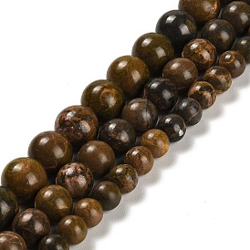 Brins de perles de jaspe bourdon naturel, ronde