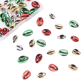 CHGCRAFT 48Pcs 4 Colors Electroplated Cowrie Shell Beads