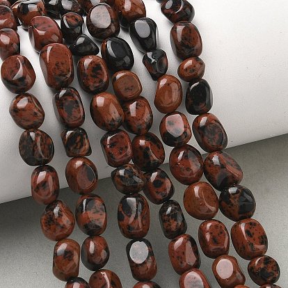Natural Mahogany Obsidian Beads Strands, Tumbled Stone, Nuggets