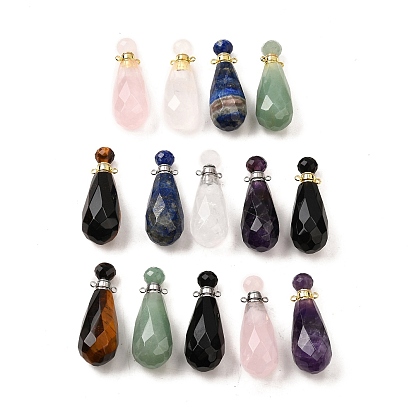 Подвески для флаконов духов из натуральных драгоценных камней, с 304 фурнитурой из нержавеющей стали, граненые, слезинки