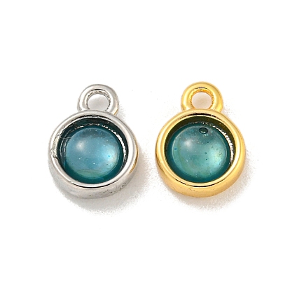 Полукруглые подвески из латуни, с темно-голубой смолой