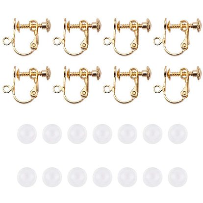 Brass Clip-on Earring Findings and Plastic Ear Clip Pad, Anti-pain