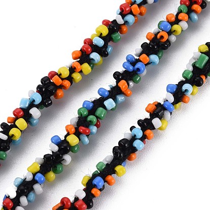 Polyester Cord, with Glass Seed Beads
