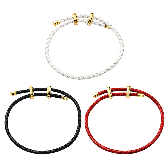 3шт. 3 цвета кожаные плетеные шнуры-браслеты, регулируемый браслет