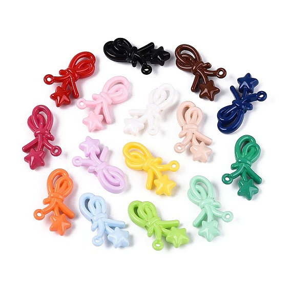 Непрозрачные акриловые бусины, bowknot & star