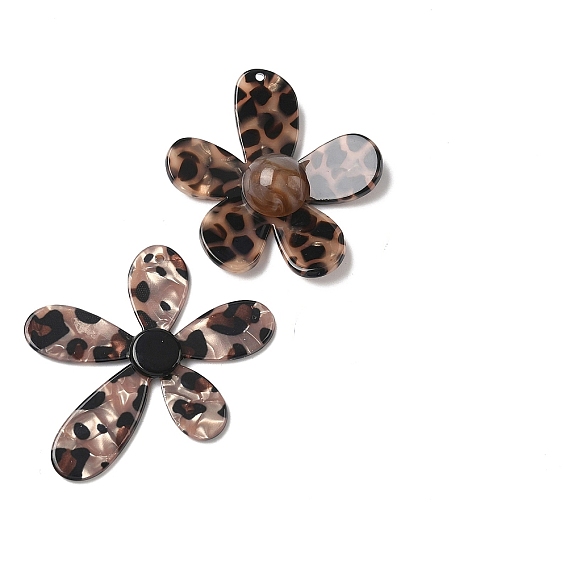 Непрозрачные подвески из ацетата целлюлозы (смолы) с леопардовым принтом, цветочный шарм