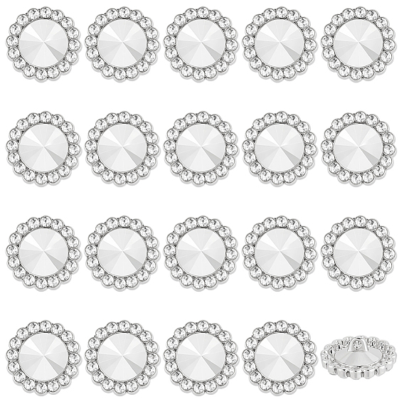 Сплав Rhinestone кнопки хвостовика, 1-луночное, цветок