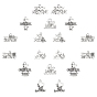 60 Pcs 10 Styles Tibetan Style Alloy Pendants, Mixed Shapes