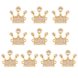 Nbeads 10Pcs Brass Micro Pave Clear Cubic Zirconia Links, Crown