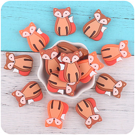 12Pcs 3 Colors Cartoon Fox Silicone Beads, Chewing Beads For Teethers, DIY Nursing Necklaces Making
