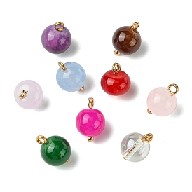 Сплав стекла подвески, круглые подвески, золотые