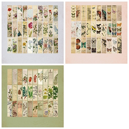 Бумажные закладки, закладки в винтажном стиле для книголюба, прямоугольник с рисунком бабочки/растений
