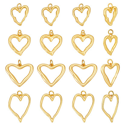 14 латунные подвески шт., сердце, стойки покрытие, без кадмия и без свинца, долговечный, с целью перехода в кольце