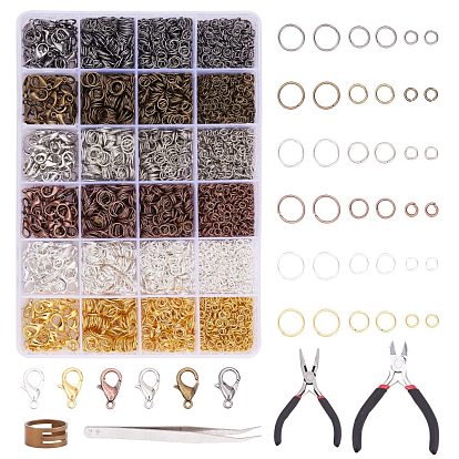 Sistemas de la joyería de bricolaje, con broches de langosta de la aleación de la garra, alicates de la joyería de acero al carbono, Fabricación de collares de cordón de imitación de cuero, Anillos de salto de hierro , 304 pinzas de acero inoxidable, asistente herramienta latón
