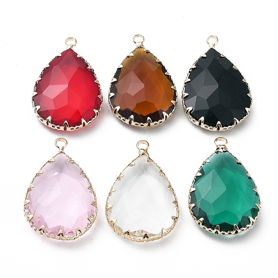 Подвески из латуни и стекла, слезинки