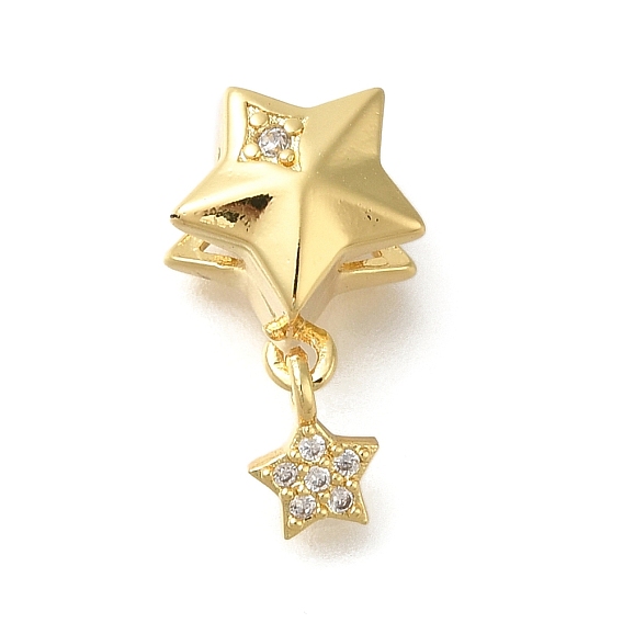 Латунные микро проложить Цирконий Европейский бисером, звезда, бусины с большим отверстием, без свинца и без кадмия, долговечный