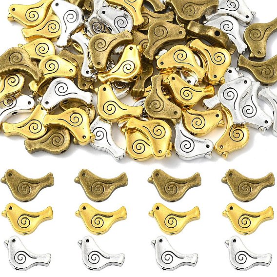 60 шт 3 цвета бусины из сплава тибетского стиля, без кадмия и без свинца, птица