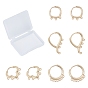 4 Pairs 4 Styles Brass Huggie Hoop Earring Findings, with Loop, Long-Lasting Plated
