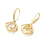 Clear Cubic Zirconia Rhombus Dangle Earrings, Brass Jewelry for Women