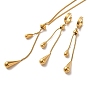 Teardrop 304 Stainless Steel Jewelry Set, Dangle Hoop Earrings and Lariat Necklace