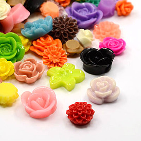 Cabuchones de resina, flor, estilo mezclado, 9~20x3~7 mm