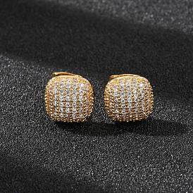Серьги-гвоздики из латуни с микропаве из кубического циркония для женщин, квадратный